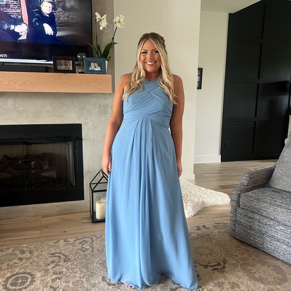 Azazie A-Line Pleated Chiffon Floor-Length Dress - Picture 6 of 7